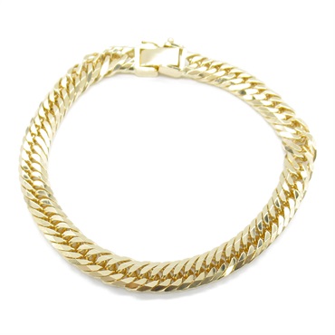 JEWELRY Double 8 side flat link Bracelet 18KYG Yellow Gold NEW unisex