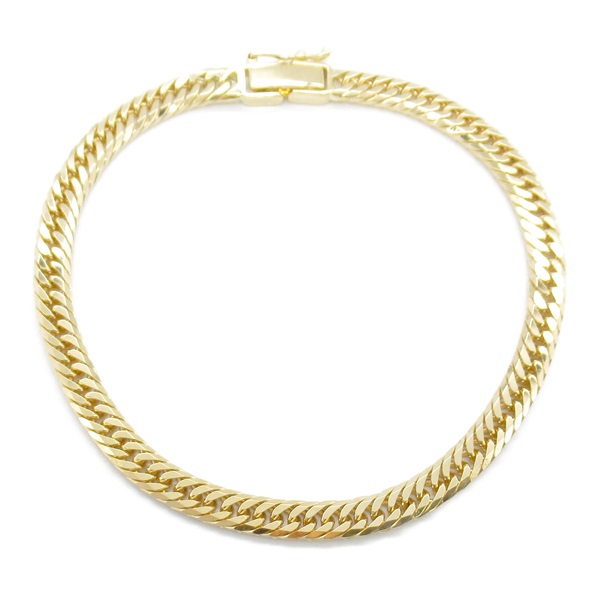 JEWELRY Double 8 side Flat link chain Bracelet 10.4g 18KYG yellow Gold 17.5cm