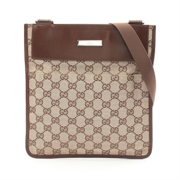 GUCCI GG canvas Shoulder Bag crossbody 019 0348 leather Beige Brown Used women