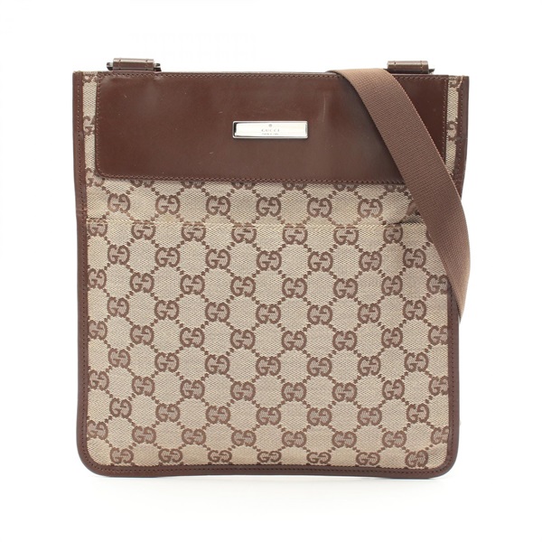 GUCCI GG canvas Shoulder Bag crossbody 019 0348 leather Beige Brown Used women