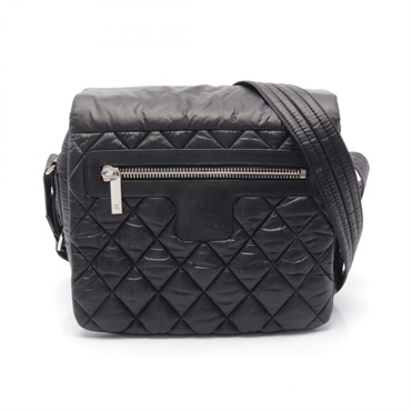 CHANEL Coco coon Small Messenger Bag 48616 Nylon leather Black Used Women CC