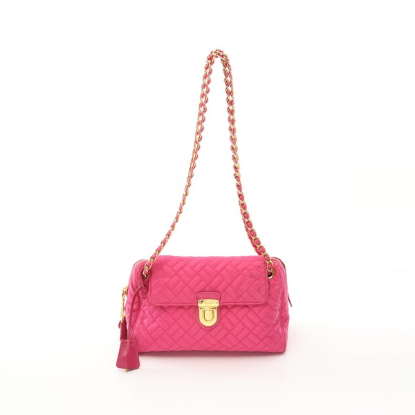 PRADA TESSUTO IMPUNTU Chain Shoulder Bag BR4965 Nylon Saffiano leather Pink Used