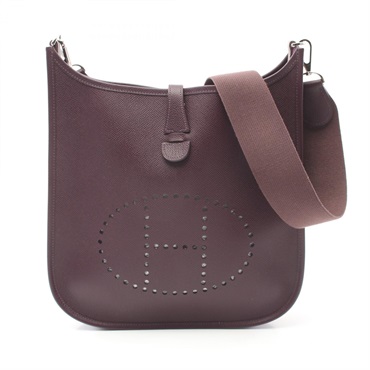 HERMES Evelyne 2 PM Shoulder Bag Epsom Leather SHW Purple Used Women