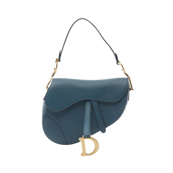 Dior SADDLE Handbag leather Green Blue Used Women GHW