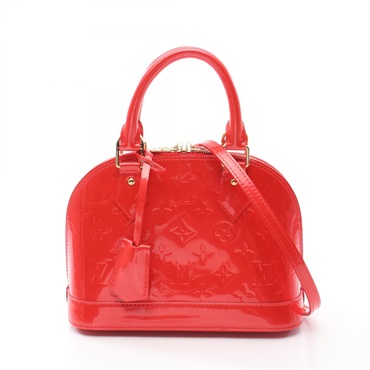 LOUIS VUITTON Alma BB 2way Handbag M91698 Vernis leather Red Used crossbody LV