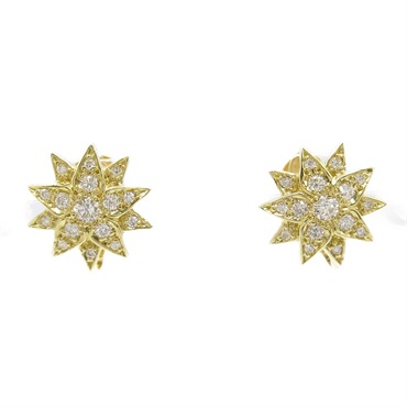 JEWELRY Diamond cluster screw back earrings 18KYG Yellow Gold Used women