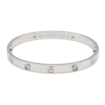 CARTIER Love 4P Diamond Bracelet 18KWG White Gold Used Women #17