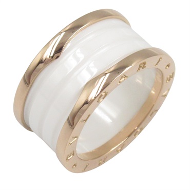 BVLGARI B-zero1 Ring 18KPG Pink Rose Gold Ceramic White Used unisex US size 7.75