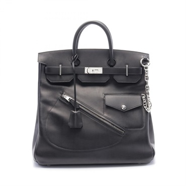 HERMES Haut a courroies 40 Lock Hand bag B Evergrain Black Used SHW