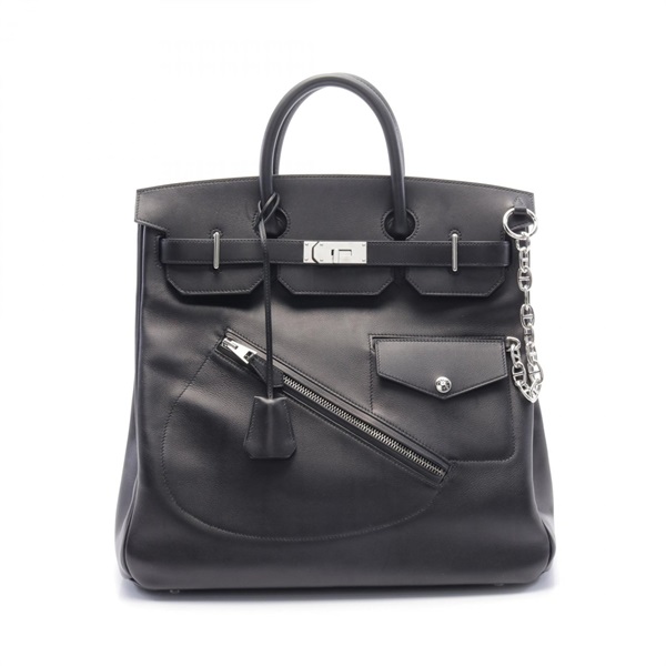 HERMES Haut a courroies 40 Lock Hand bag B Evergrain Black Used SHW