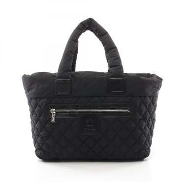 CHANEL Coco Cocoon MM Tote Bag A48611 Nylon Black Used Women