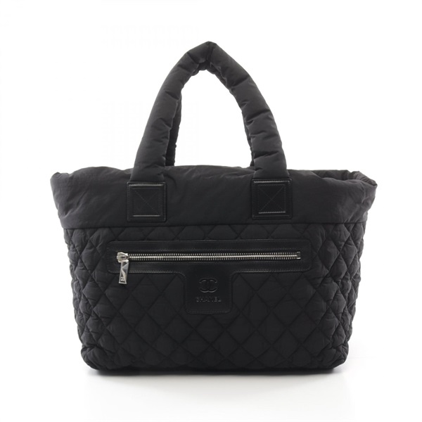 CHANEL Coco Cocoon MM Tote Bag A48611 Nylon Black Used Women