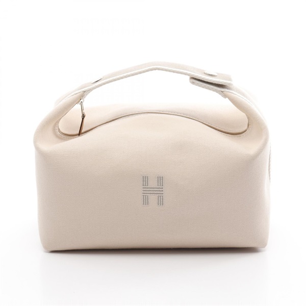 HERMES Bride a Brac GM Hand bag canvas natural Gray Used SHW