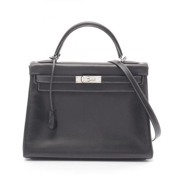 HERMES Kelly 32 2way shoulder Hand bag F 001858CK Box calf leather Graphite SHW