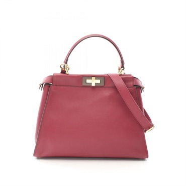 FENDI Peekaboo regular 2way shoulder Handbag 8BN290 leather Bordeaux Used Women