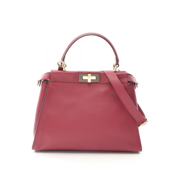 FENDI Peekaboo regular 2way shoulder Handbag 8BN290 leather Bordeaux Used Women