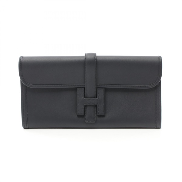 HERMES Jige Elan 29 business clutch bag Vaux Swift leather Blue nuit Navy Used