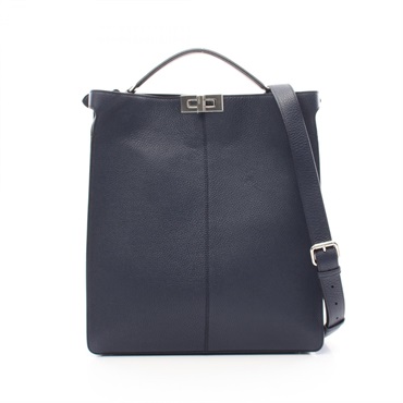 FENDI Peek-A-Boo ISEEU 2way shoulder Tote Bag 7VA528 leather Navy Used unisex