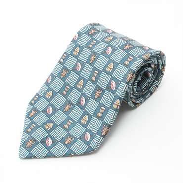 HERMES Tie silk Green Multicolor Used mens