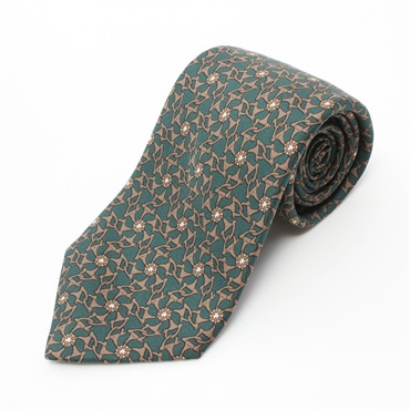 HERMES Tie silk Green Multicolor Used mens