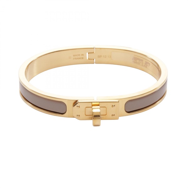 HERMES Mini Clic Kelly Bracelet Bangle 200004F Gold Plated enamel Beige Used