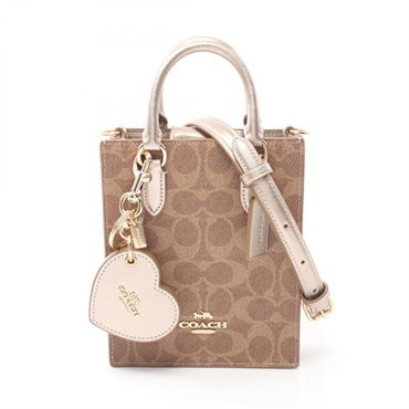 COACH Signature Shoulder Handbag CX188IMXD3 canvas leather Brown Gold NEW Women