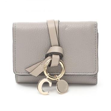 Chloe ALPHABET Tri-fold compact purse wallet charms CHC21WP946053 leather Gray