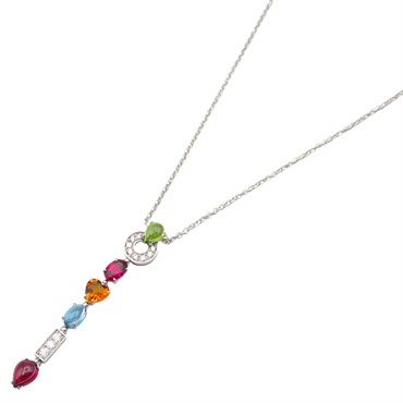 BVLGARI Allegra Necklace Diamond Blue Topaz Peridot 18KWG Gold used women