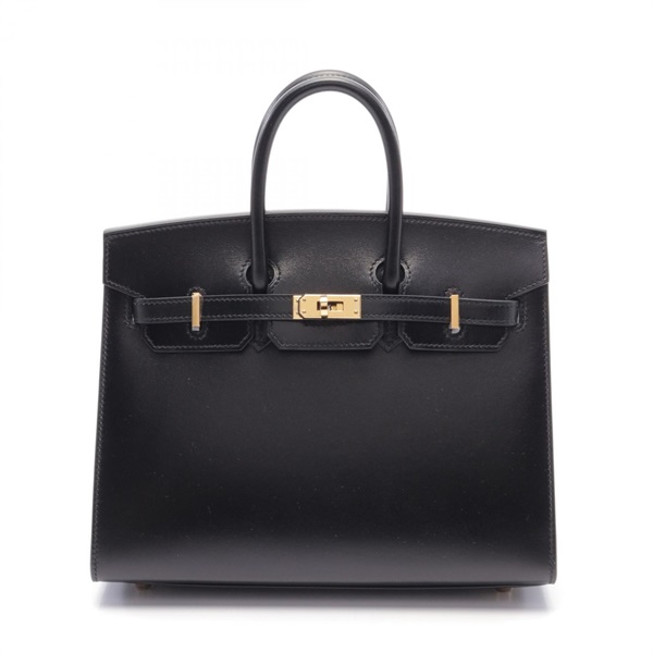 HERMES Birkin Sellier 25 Hand bag B Box calf leather Black Used GHW