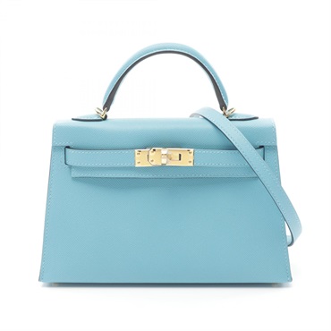 HERMES Mini Kelly 2 2way shoulder Hand bag W 084686CC madame Blue du nord GHW