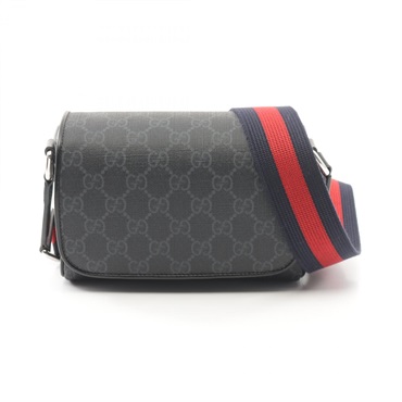 GUCCI GG Supreme Super Mini Shoulder crossbody Bag canvas leather Gray Black NEW