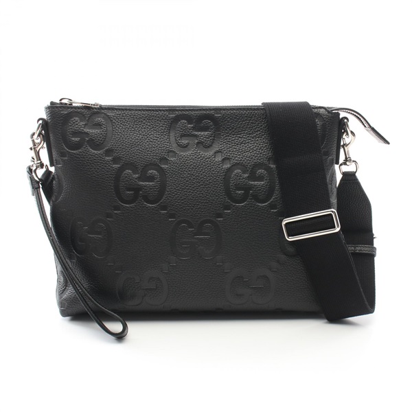 GUCCI Jumbo GG Medium Messenger Bag 696009AABY71000 leather Black NEW mens