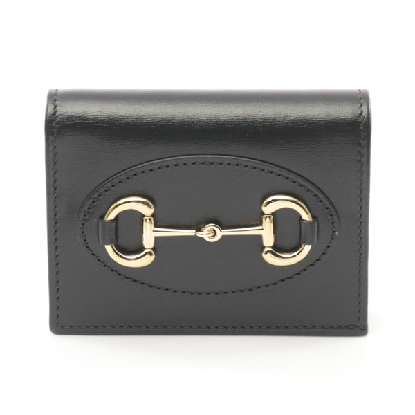 GUCCI Horsebit 1955 Bi-fold wallet 6218870YK0G1000 leather Black NEW Women GHW