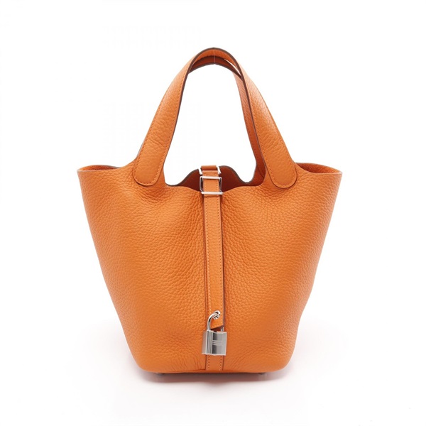 HERMES Picotin Lock PM Hand tote bag W Taurillon Clemence Orange minyan SHW