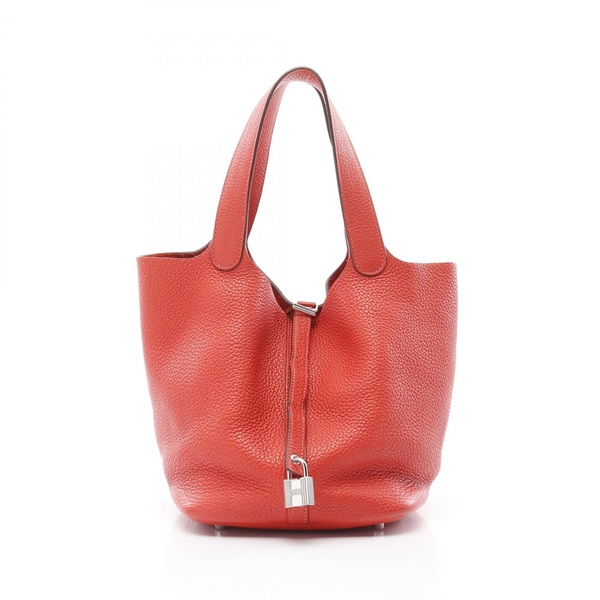HERMES Picotin Lock MM Handbag Taurillon Clemence leather Red Used Women SHW T
