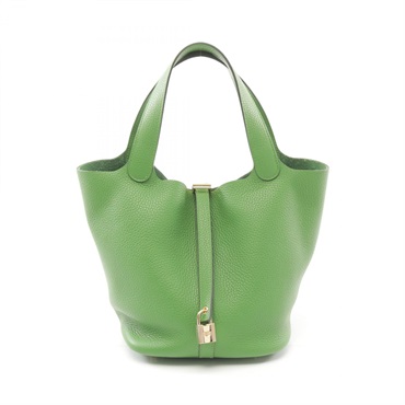 HERMES Picotin Lock MM Hand bucket bag B Taurillon Clemence Vert Yucca Used GHW