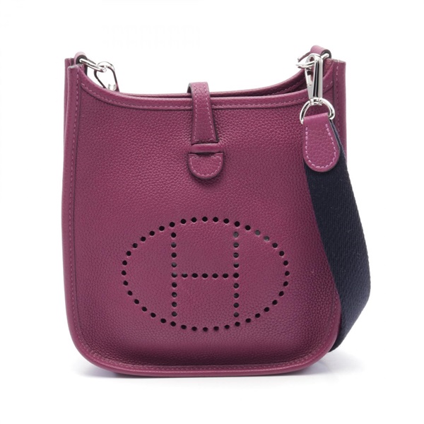 HERMES Evelyne TPM Shoulder Bag Togo leather Purple Anemone Used Women D SHW