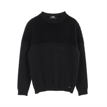 FENDI FF logo knit sweater wool Black Used mens size 46
