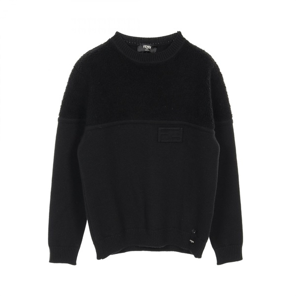 FENDI FF logo knit sweater wool Black Used mens size 46