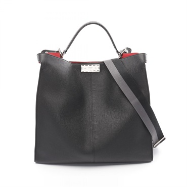 FENDI Peekaboo X-Lite Shoulder hand Bag 7VA448 leather Black Used