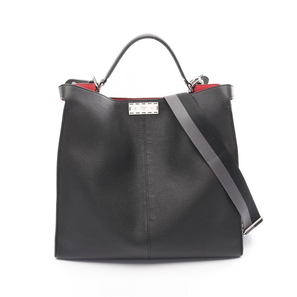 FENDI Peekaboo X-Lite Shoulder hand Bag 7VA448 leather Black Used