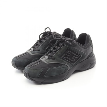 FENDI FASTER sneakers shoes 7E1555 Suede Fabric Black Used mens size 7