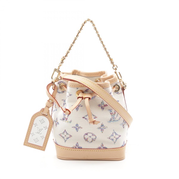 LOUIS VUITTON Nano Noe 2way Handbag M83453 Monogram Jacquard canvas White Used