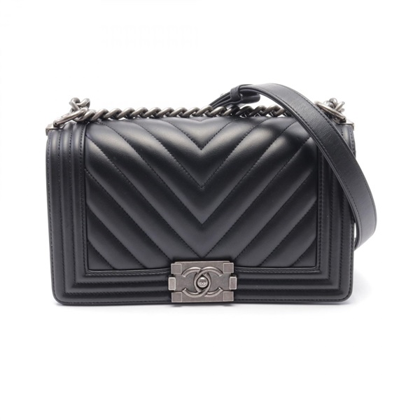 CHANEL Boy chanel Shoulder Bag A67086 Lambskin (sheep leather) Black Used Women