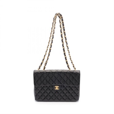 CHANEL Jumbo Matelasse 30 single flap Shoulder Bag A28600 Lambskin Black Used