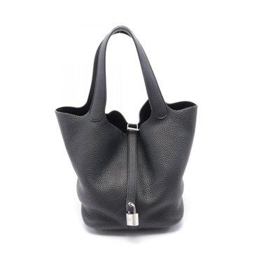 HERMES Picotin Lock PM Handbag Clemence leather Black Used Women C SHW