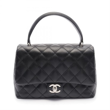 CHANEL Matelasse Handbag A29861 Grained Calf Black Used Women