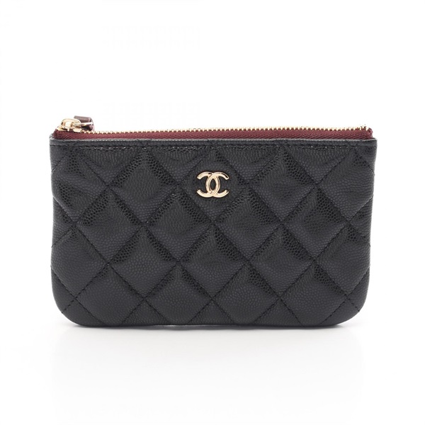 CHANEL Matelasse Pouch mini bag AP4020 leather Black Used Women CC GHW