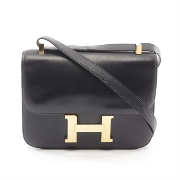 HERMES Constance 24 Shoulder Bag Box calf leather Black Used Women V GHW