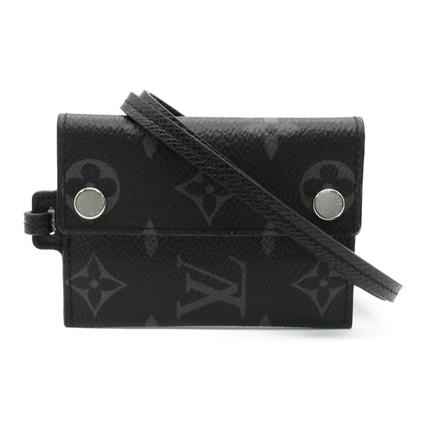 LOUIS VUITTON Porto Carte Onstrap Card Case M83155 Monogram eclipse Used unisex